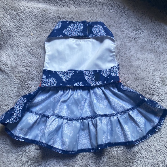 Blue dog halter dress with pink bow size small - Picture 2 of 2